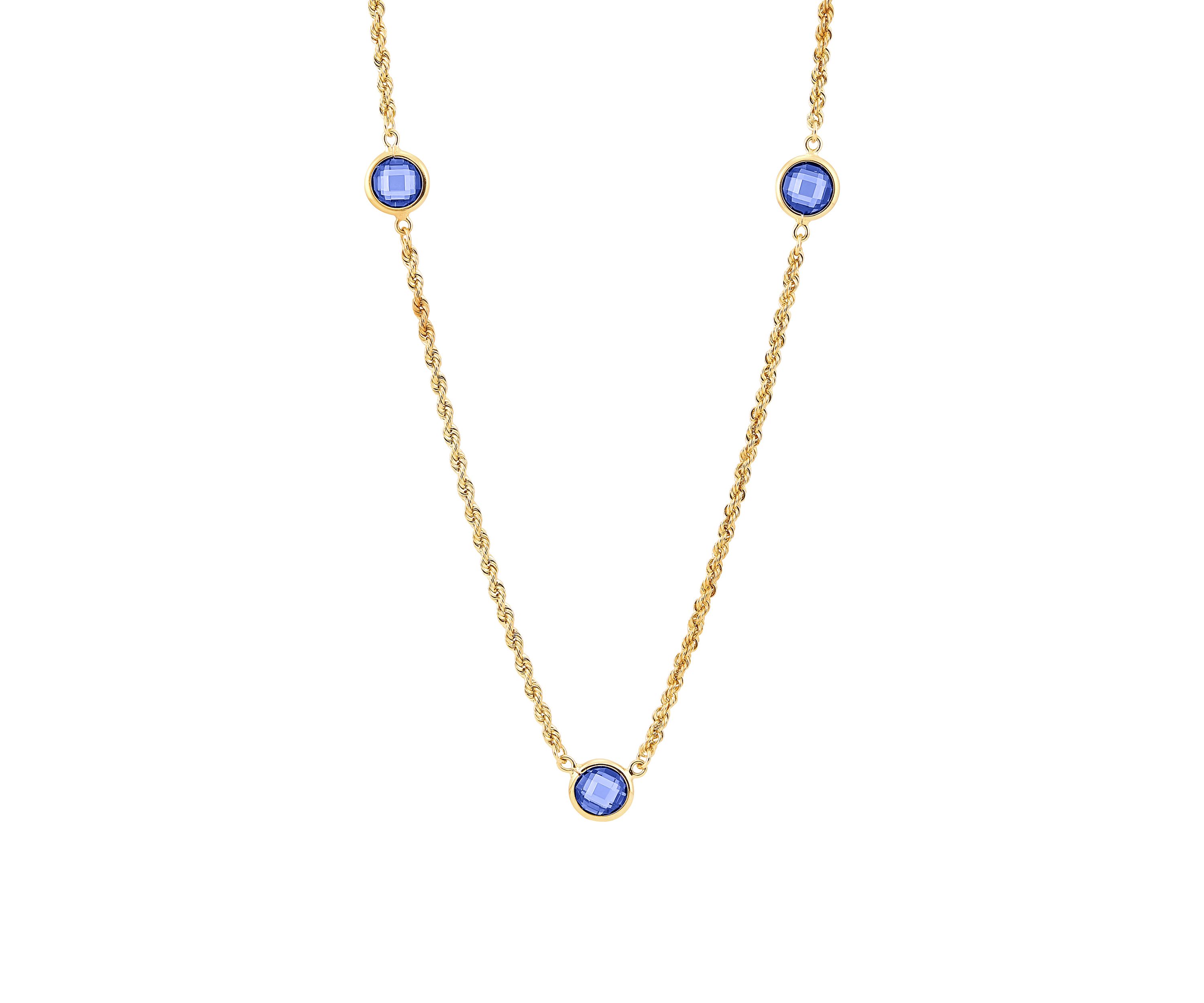 Created Sapphire Necklace in Gold Over Sterling Silver