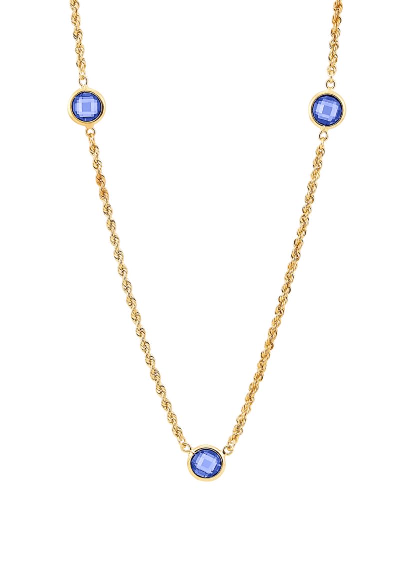 Created Sapphire Necklace in Gold Over Sterling Silver