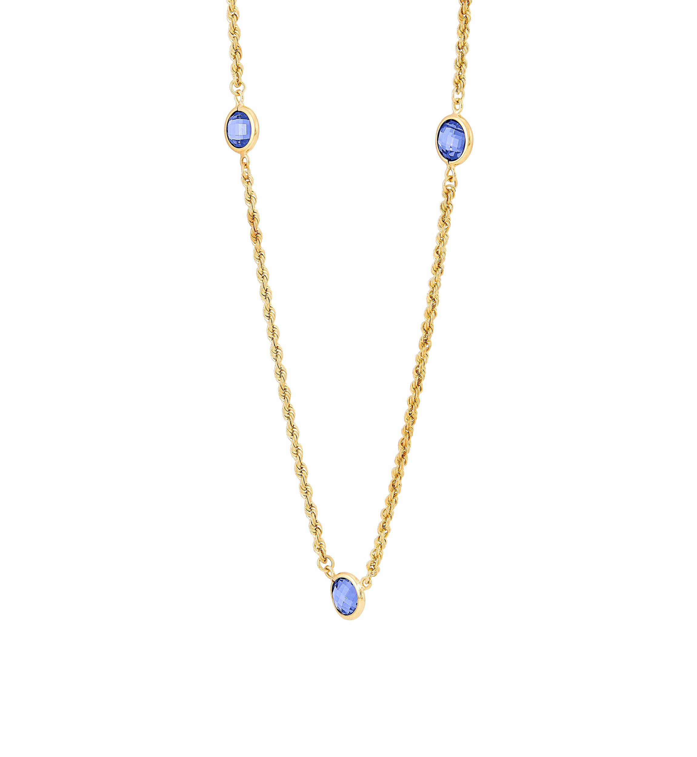 Created Sapphire Necklace in Gold Over Sterling Silver