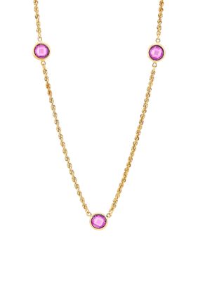 Belk & Co Created Pink Sapphire Chain in Stering Silver, 18 in