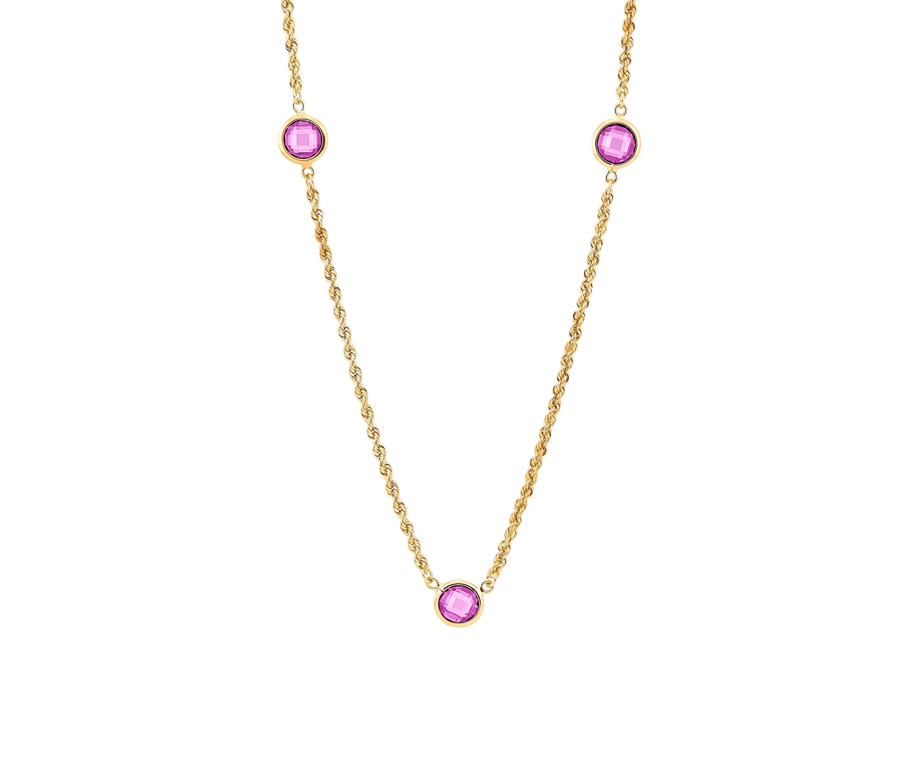 Created Pink Sapphire Chain in Stering Silver