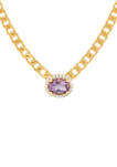 Amethyst and White Topaz Necklace in Gold Over Sterling Silver