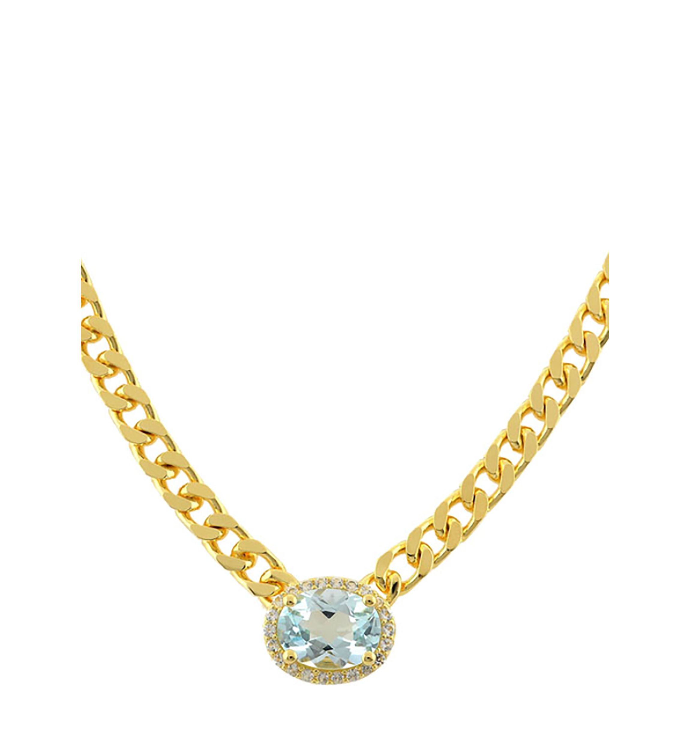 Blue Topaz Necklace in Gold Over Sterling Silver