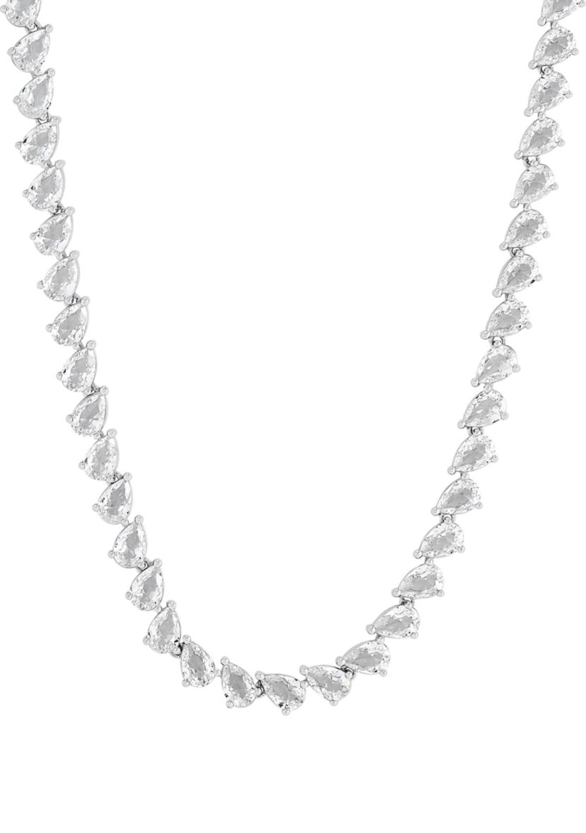 Lab Grown White Sapphire Necklace in Sterling Silver