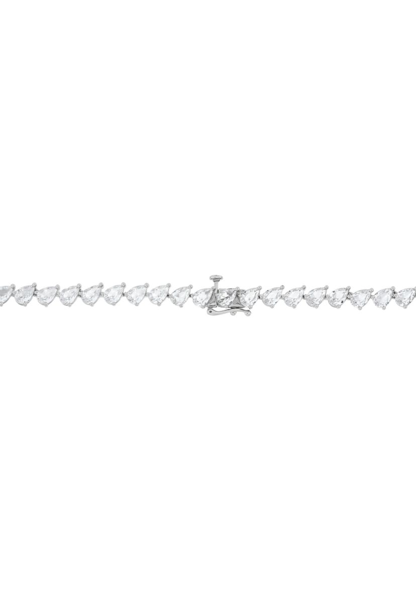 Lab Grown White Sapphire Necklace in Sterling Silver