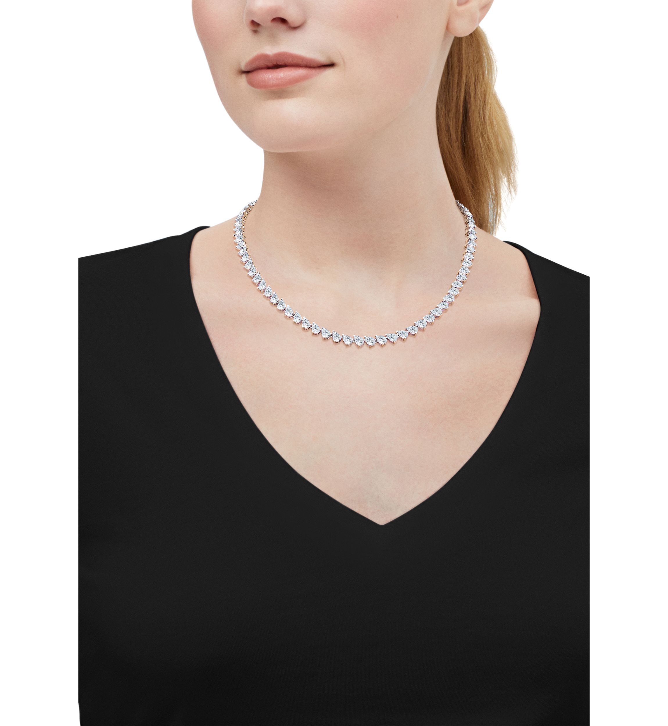Lab Grown White Sapphire Necklace in Sterling Silver