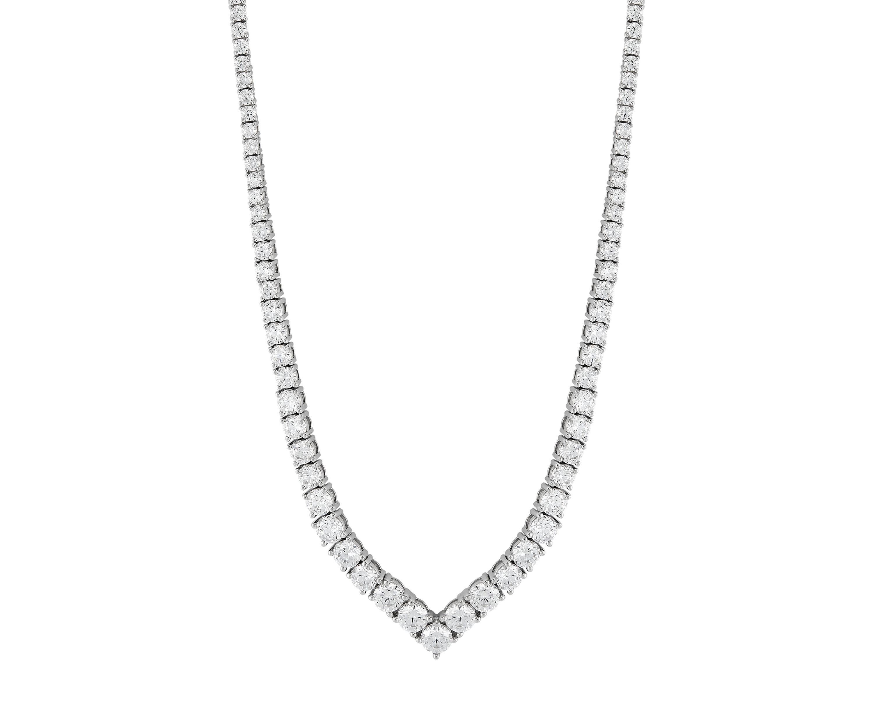 Lab Grown Ruby V Shape Necklace in Sterling Silver