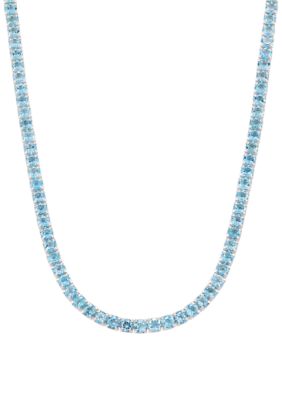 Belk & Co Swiss Blue Topaz Necklace in Sterling Silver, 18 in