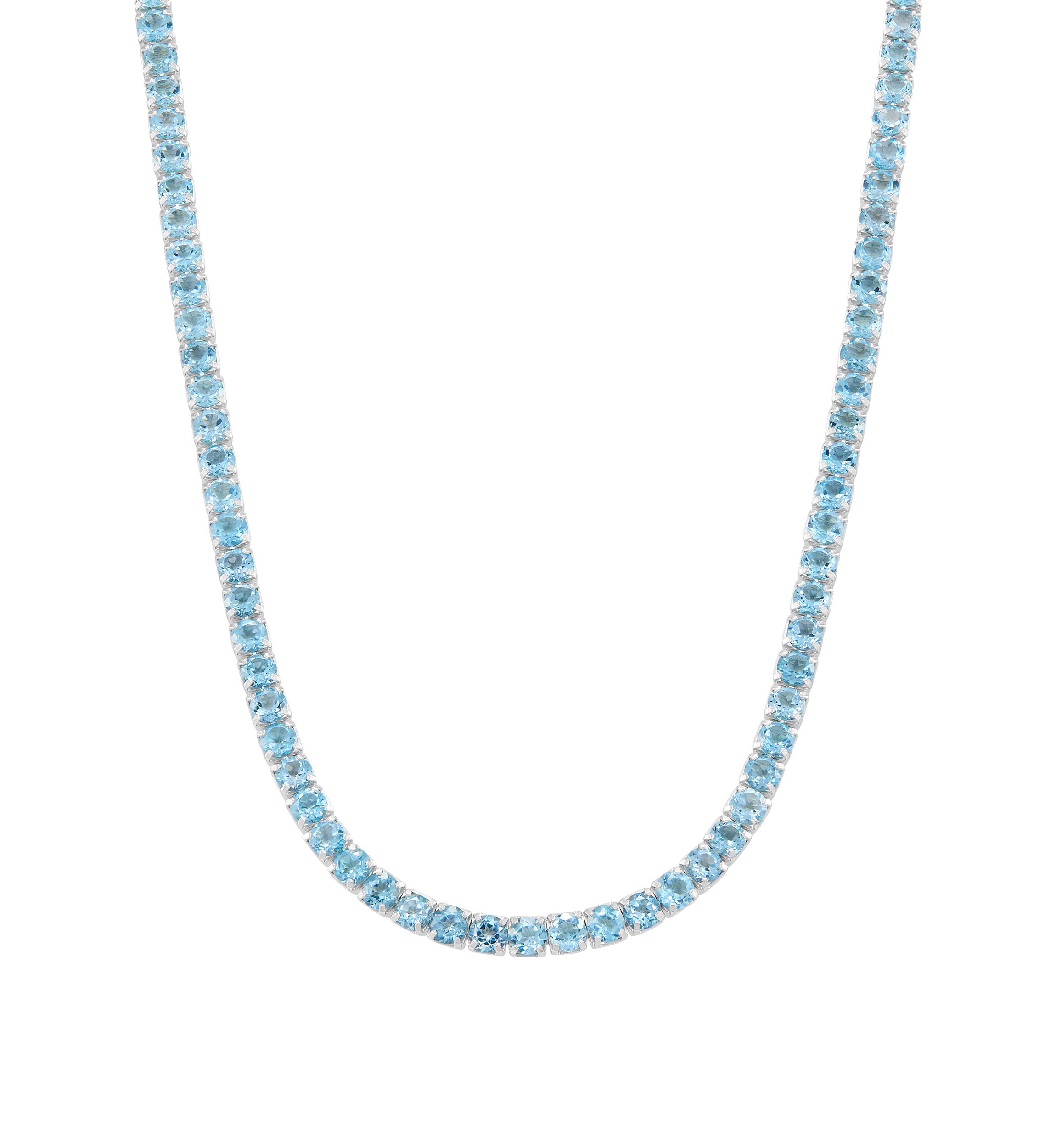 Swiss Blue Topaz Necklace in Sterling Silver