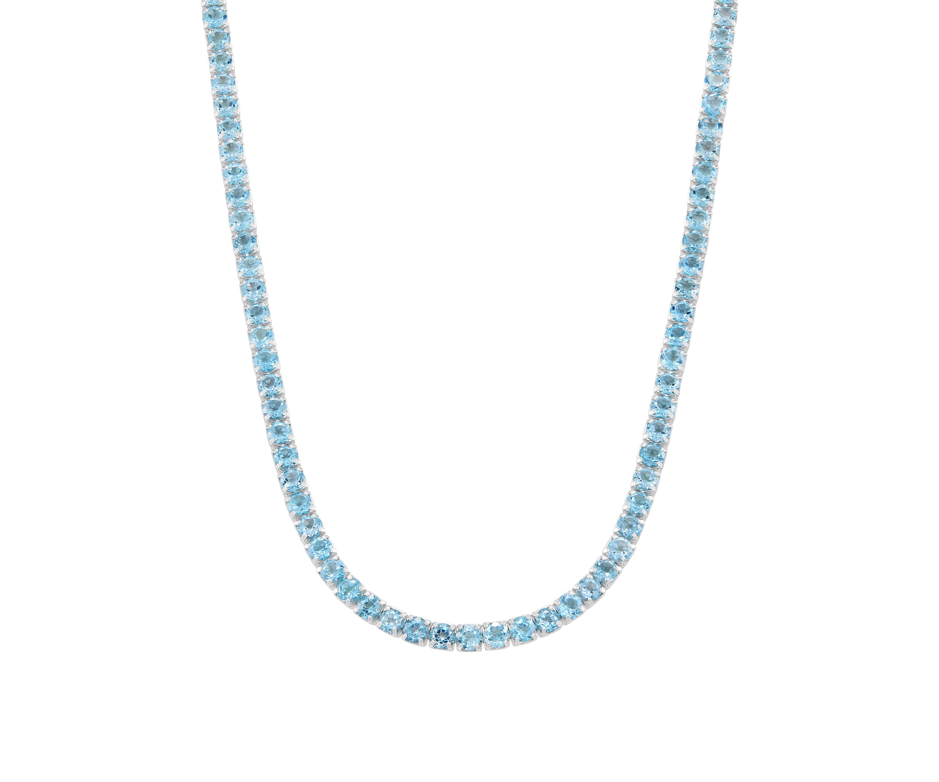 Swiss Blue Topaz Necklace in Sterling Silver