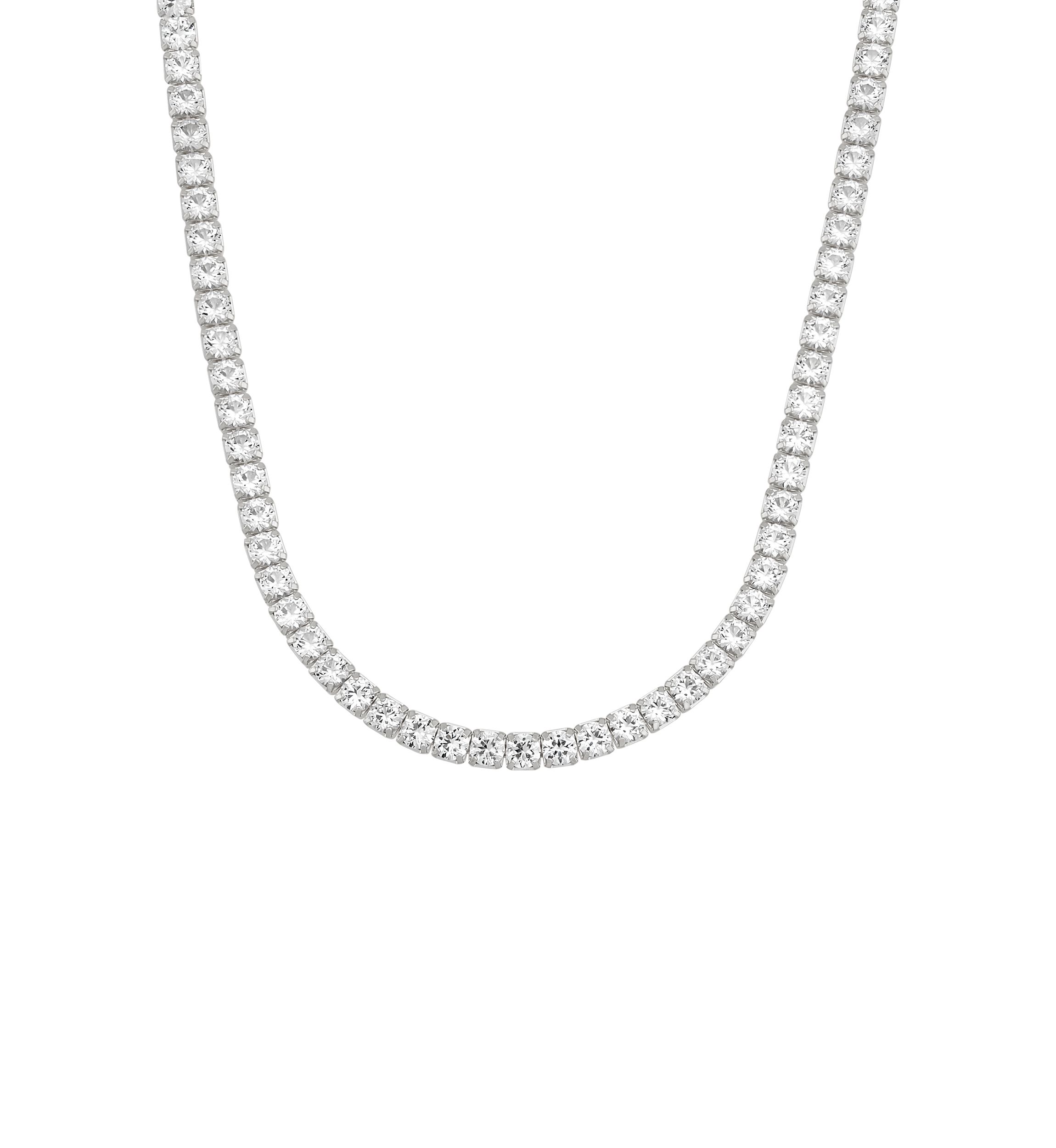 Lab Grown White Sapphire Necklace in Sterling Silver