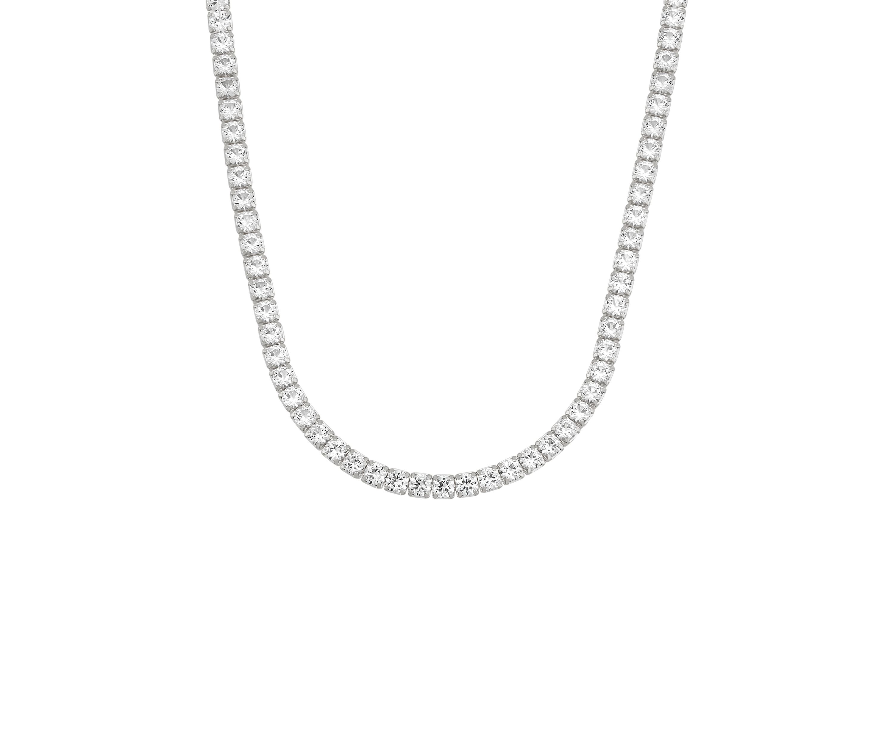 Lab Grown White Sapphire Necklace in Sterling Silver