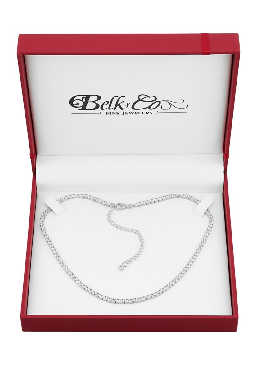 Lab Grown White Sapphire Necklace in Sterling Silver
