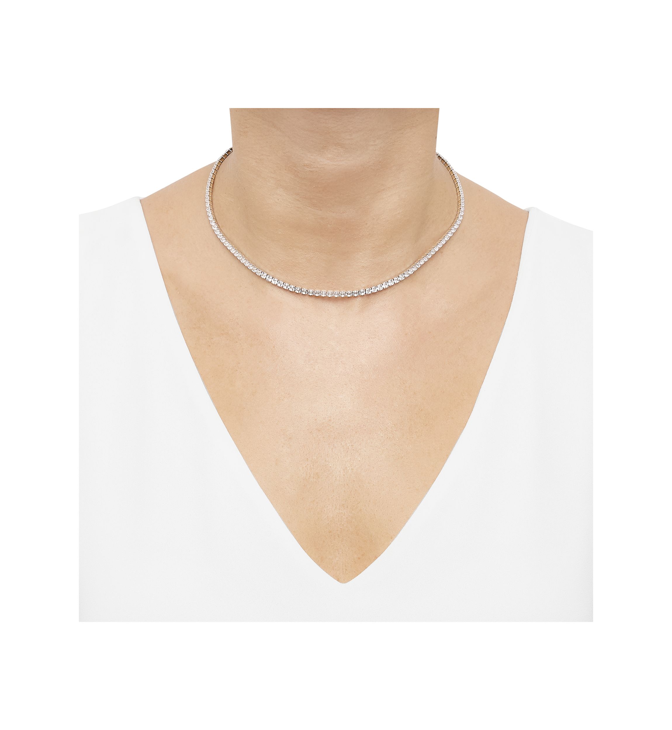 Lab Grown White Sapphire Necklace in Sterling Silver