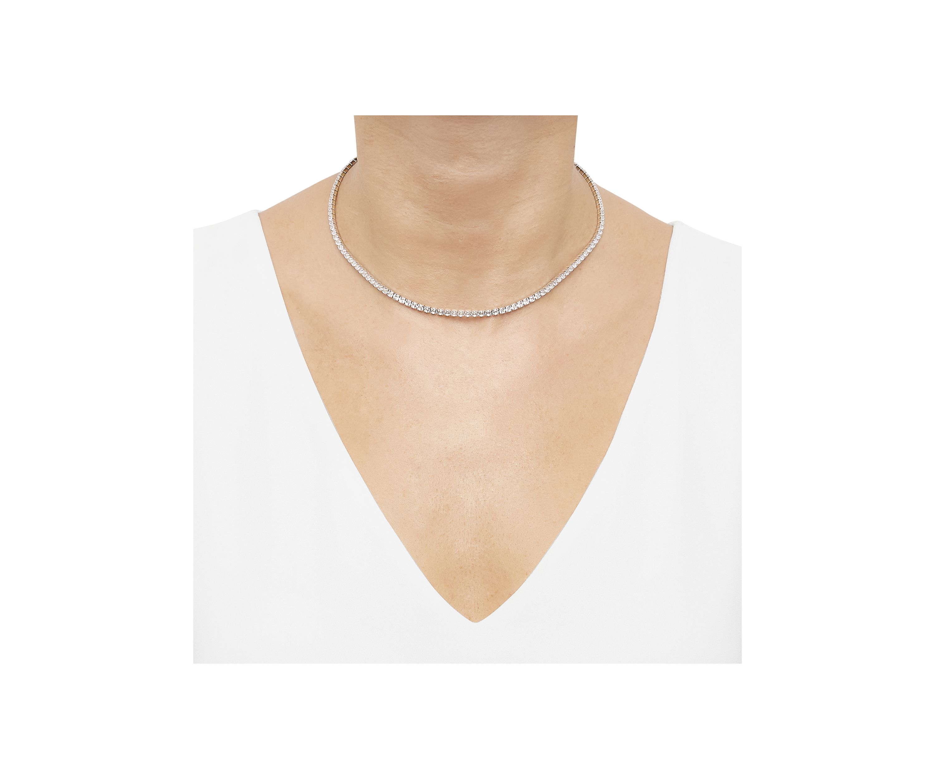 Lab Grown White Sapphire Necklace in Sterling Silver