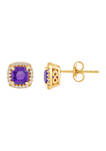 Lab Created 1 ct. t.w. Amethyst and Created White Sapphire Earrings in 10K Yellow Gold
