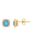 1.4 ct. t.w. Lab Created Swiss Blue Topaz and Created White Sapphire Earrings in 10K Yellow Gold