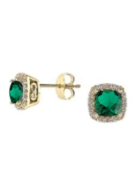 Belk & Co 1 Ct. T.w. Lab Created Emerald And Lab Created White Sapphire Earrings In 10K Yellow Gold