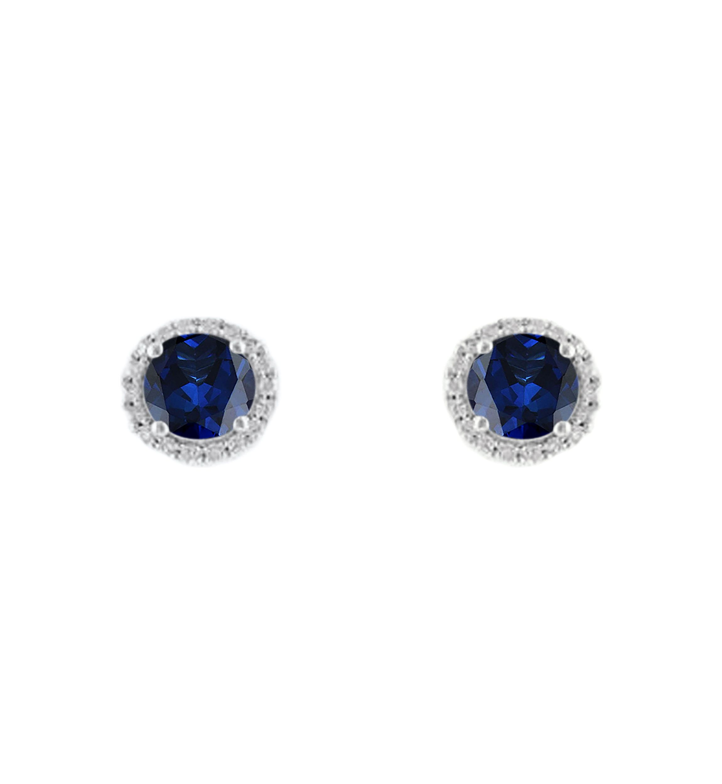 3.2 ct. t.w. Lab Created Sapphire and Lab Created White Sapphire Earrings in Sterling Silver
