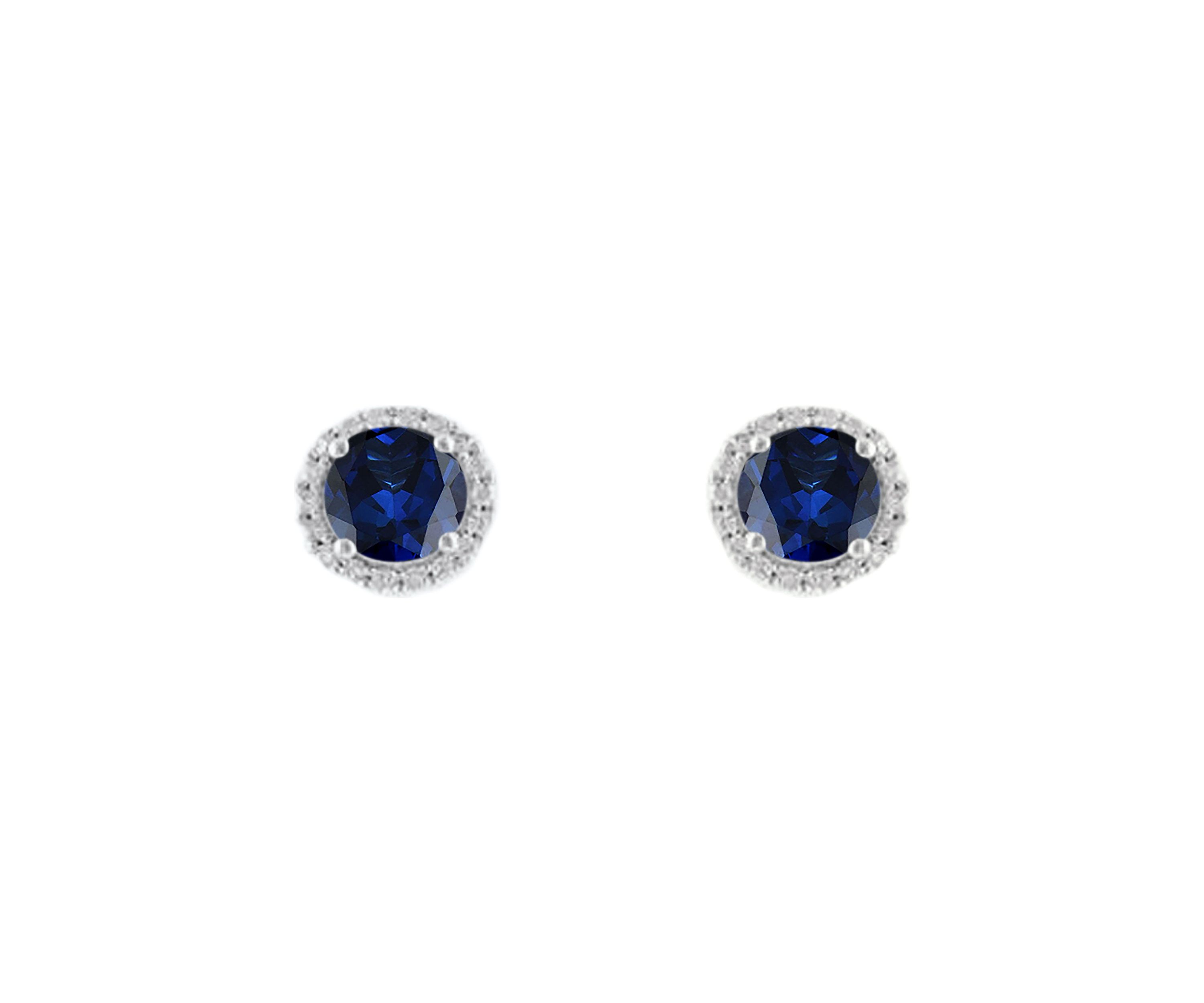 3.2 ct. t.w. Lab Created Sapphire and Lab Created White Sapphire Earrings in Sterling Silver