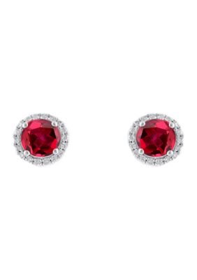 Belk & Co 3.2 Ct. T.w. Lab Created Ruby And Lab Created White Sapphire Earrings In Sterling Silver -  0096303396575
