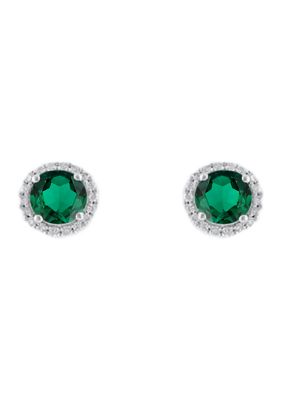 Belk & Co 2.6 ct. t.w. Lab Created Emerald and Lab Created White Sapphire Earring in Sterling Silver