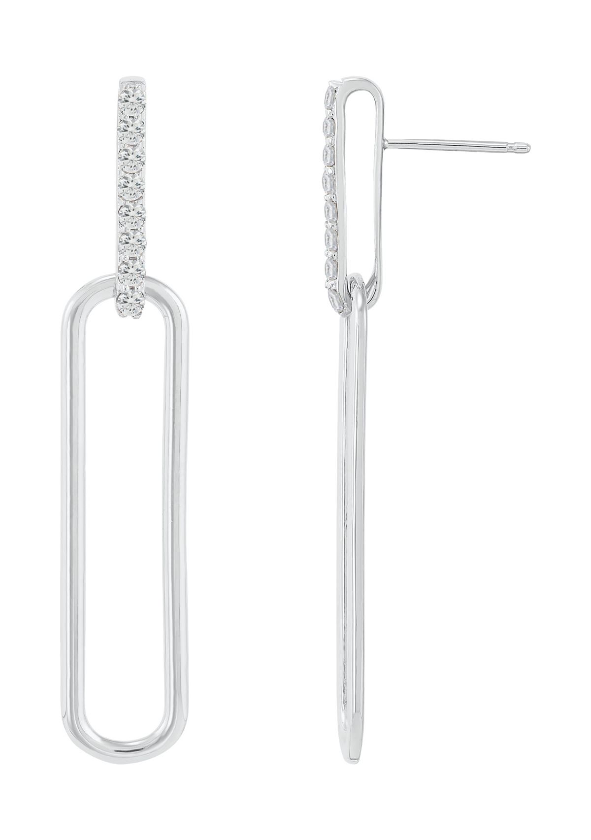 Lab Created White Sapphire Earrings in 14K White Gold