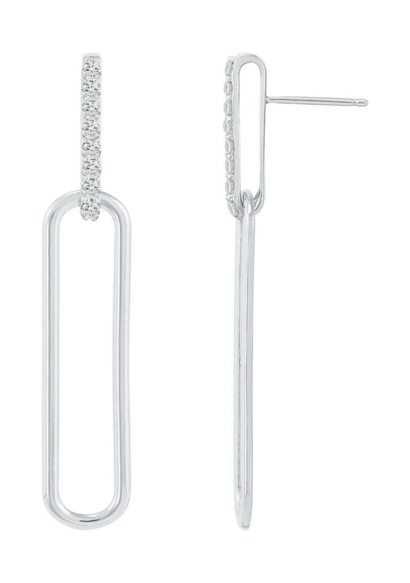 Lab Created White Sapphire Earrings in 14K White Gold