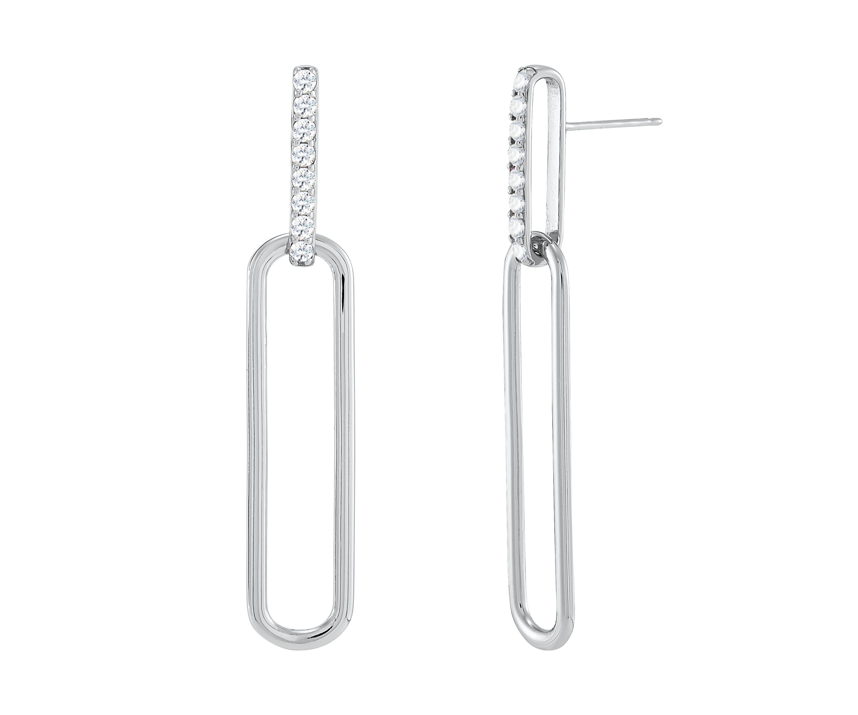 Lab Created White Sapphire Earrings in Sterling Silver