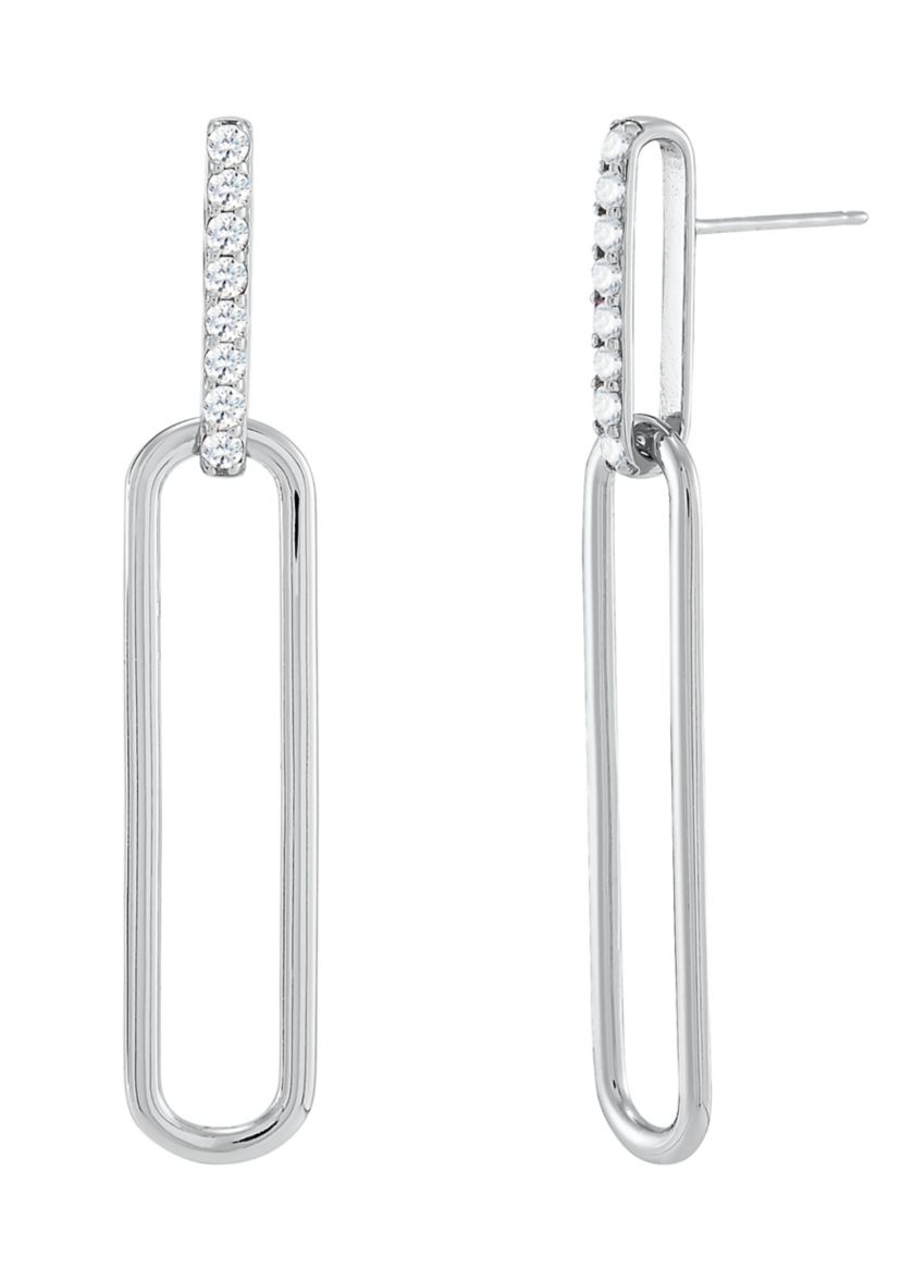 Lab Created White Sapphire Earrings in Sterling Silver