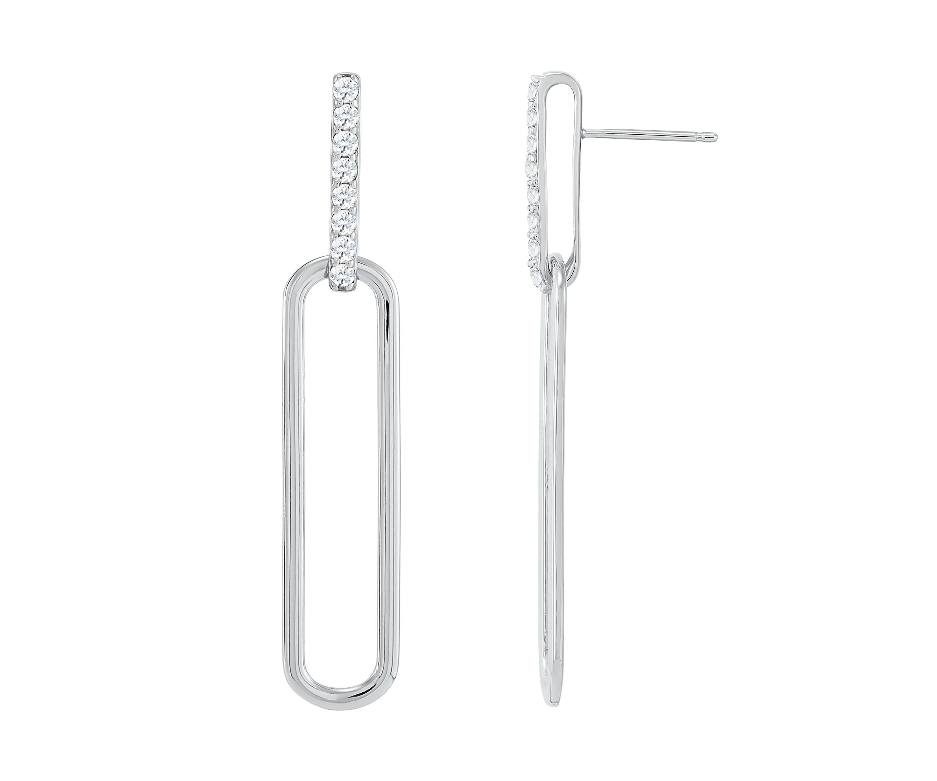 Lab Created White Sapphire Earrings in Sterling Silver