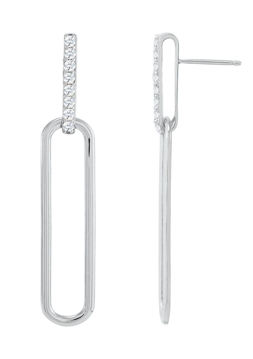 Lab Created White Sapphire Earrings in Sterling Silver