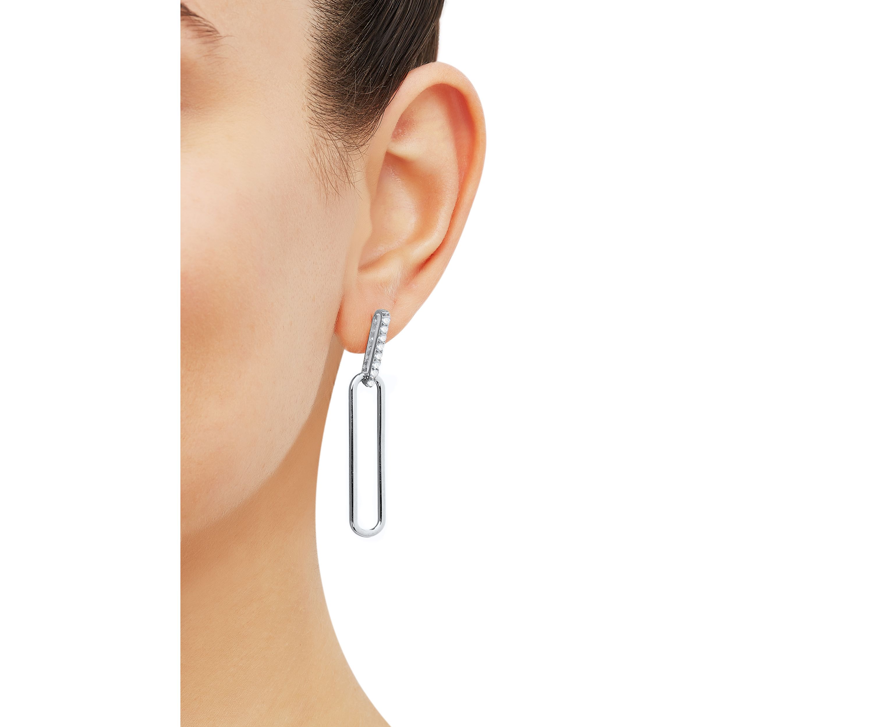 Lab Created White Sapphire Earrings in Sterling Silver