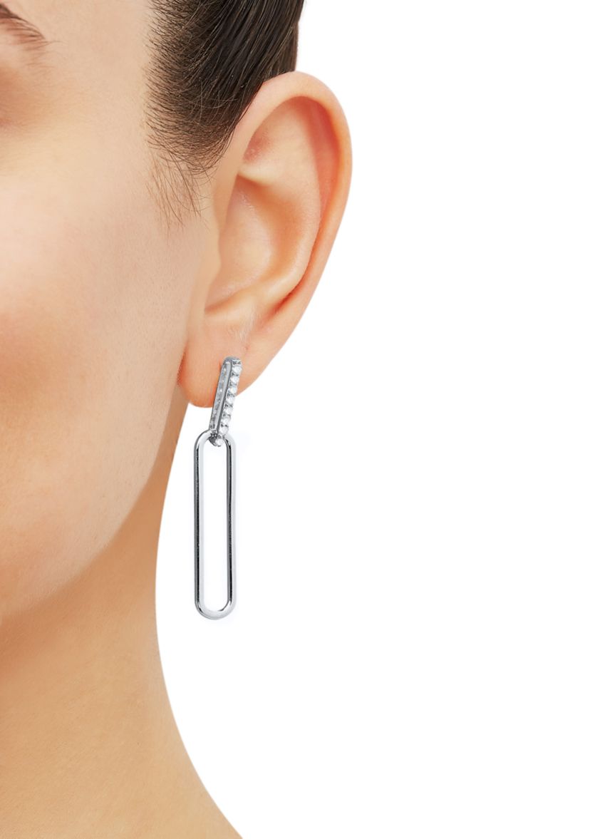 Lab Created White Sapphire Earrings in Sterling Silver