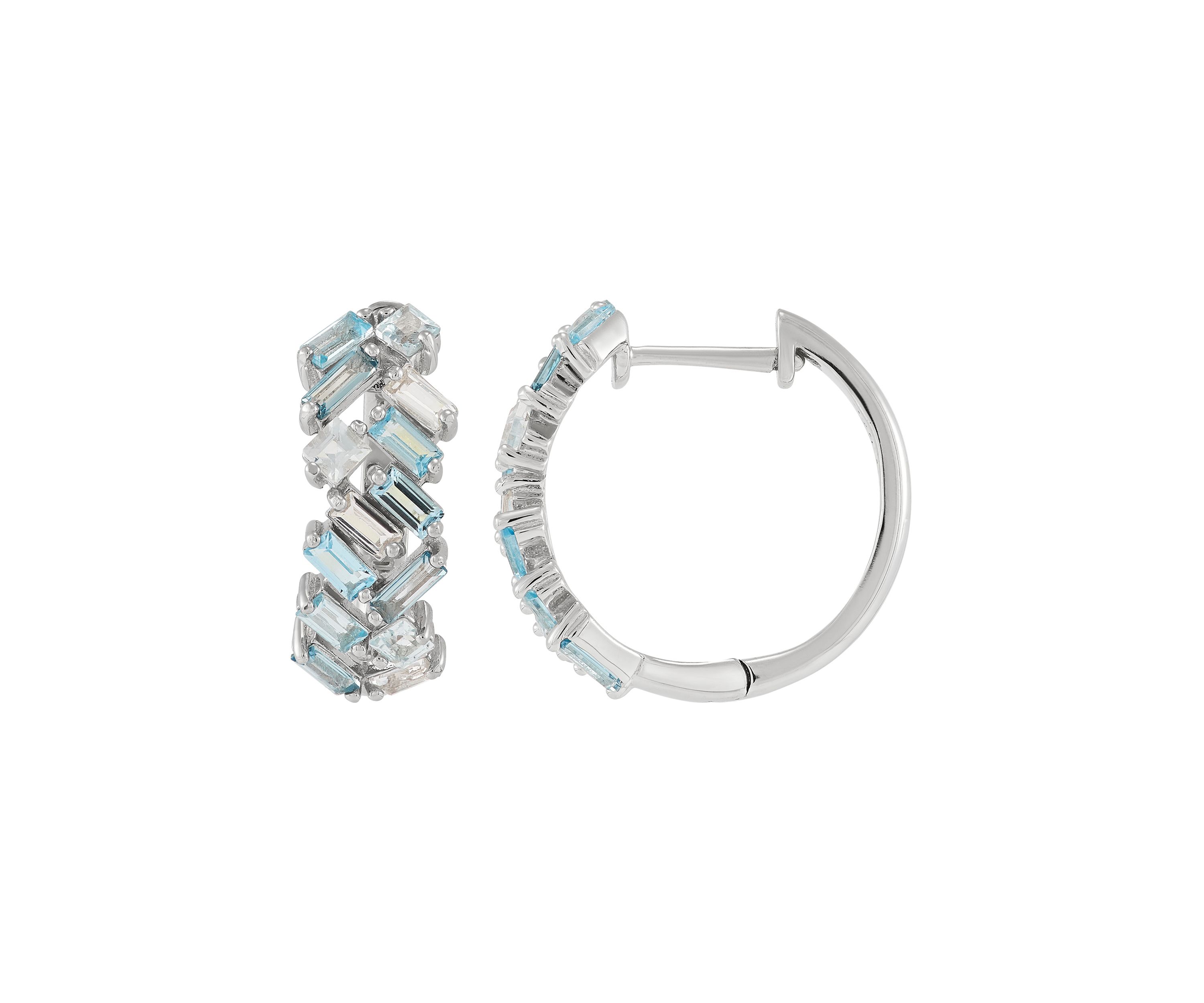 Muli Blue Topaz Hoop Earrings in Sterling Silver