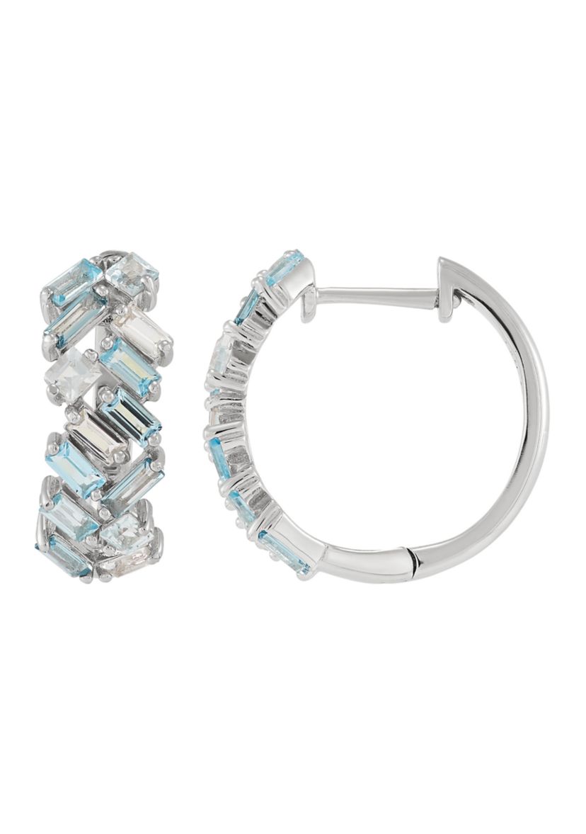 Muli Blue Topaz Hoop Earrings in Sterling Silver