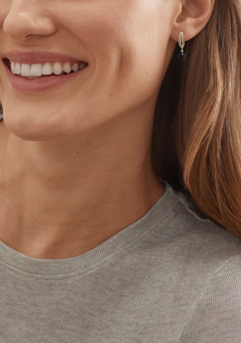 Onyx Drop Earrings in Gold Over Silver