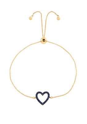 Belk & Co Created Sapphire Heart Chain Bracelet In 10K Gold