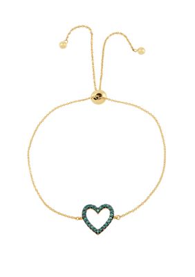 Belk & Co Created Emerald Heart Chain Bracelet In 10K Gold