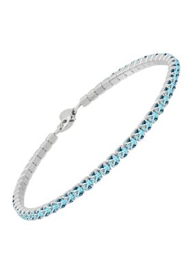 Belk & Co Sterling Silver 3 Millimeter Round Swiss Lab Created Blue Topaz Bracelet