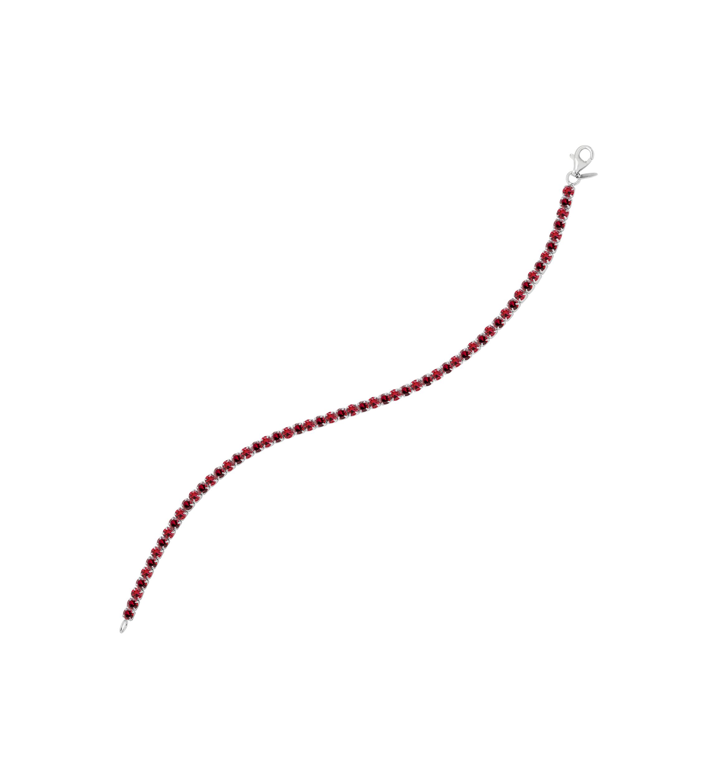 Sterling Silver 3 Millimeter Lab Created Ruby Bracelet