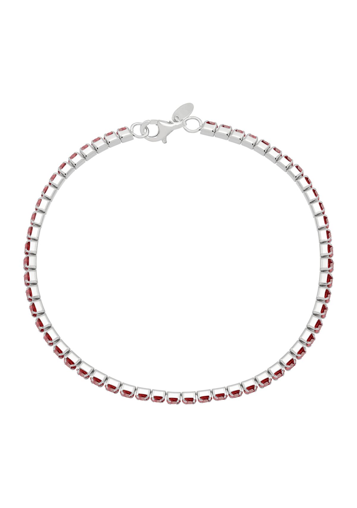 Sterling Silver 3 Millimeter Lab Created Ruby Bracelet