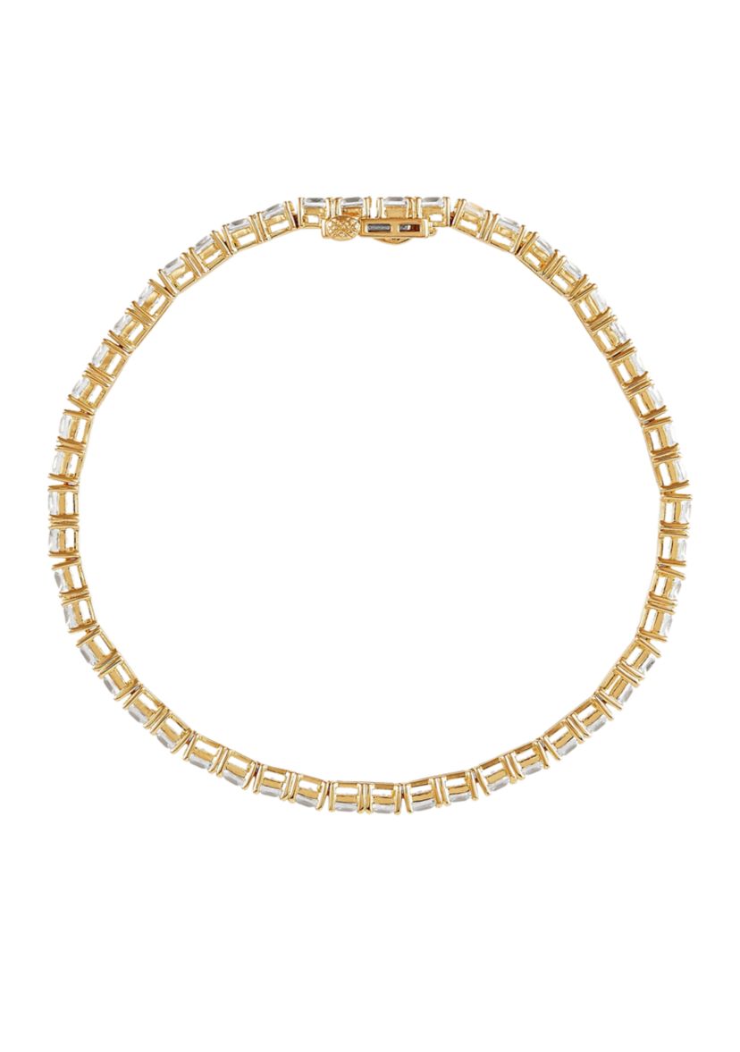 Lab Created White Sapphire Bracelet in Gold Over Sterling Silver