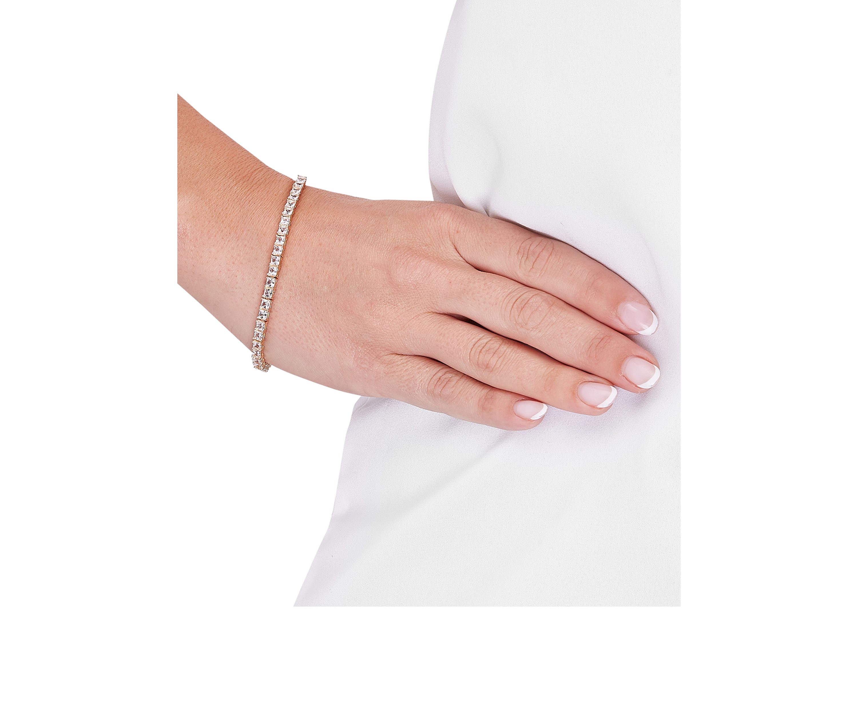 Lab Created White Sapphire Bracelet in Gold Over Sterling Silver