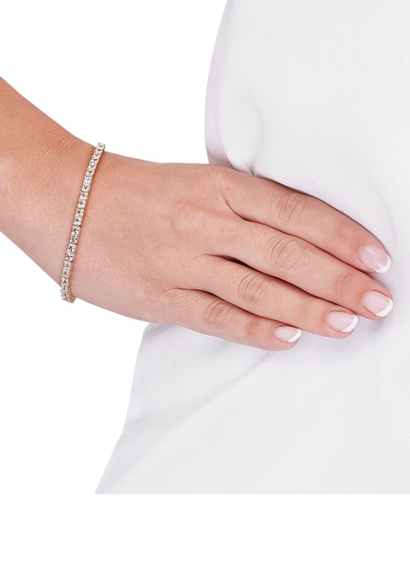 Lab Created White Sapphire Bracelet in Gold Over Sterling Silver