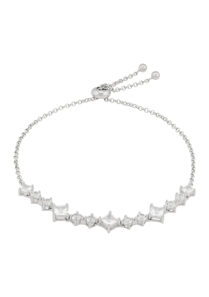 Lab Grown White Sapphire Bolo Bracelet in Sterling Silver