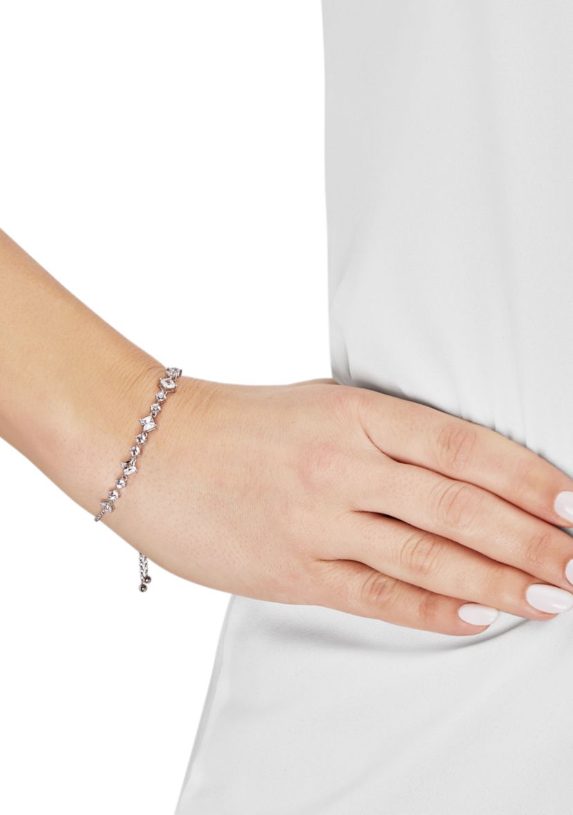 Lab Grown White Sapphire Bolo Bracelet in Sterling Silver