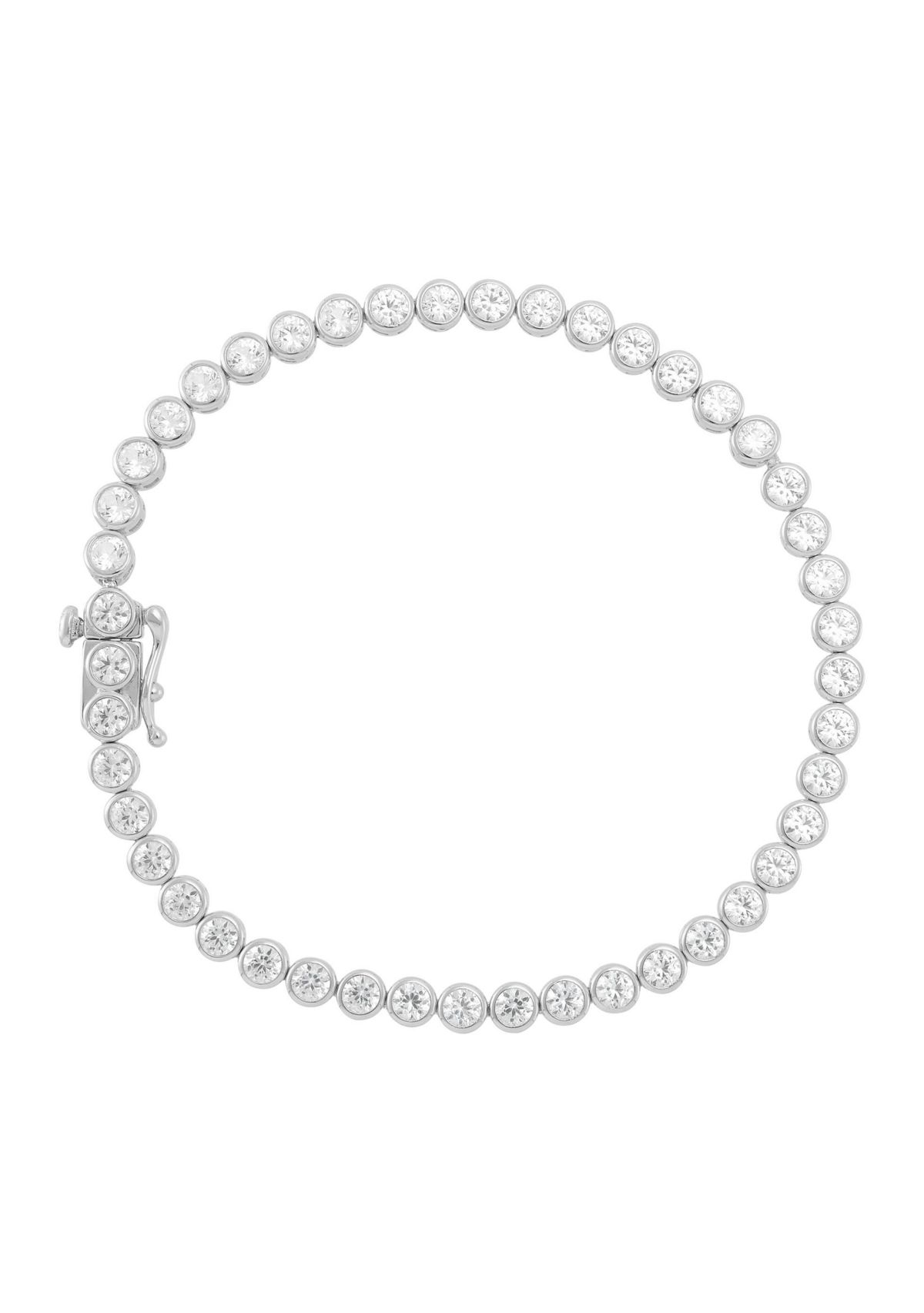Lab Grown White Sapphire Tennis Bracelet in Sterling Silver