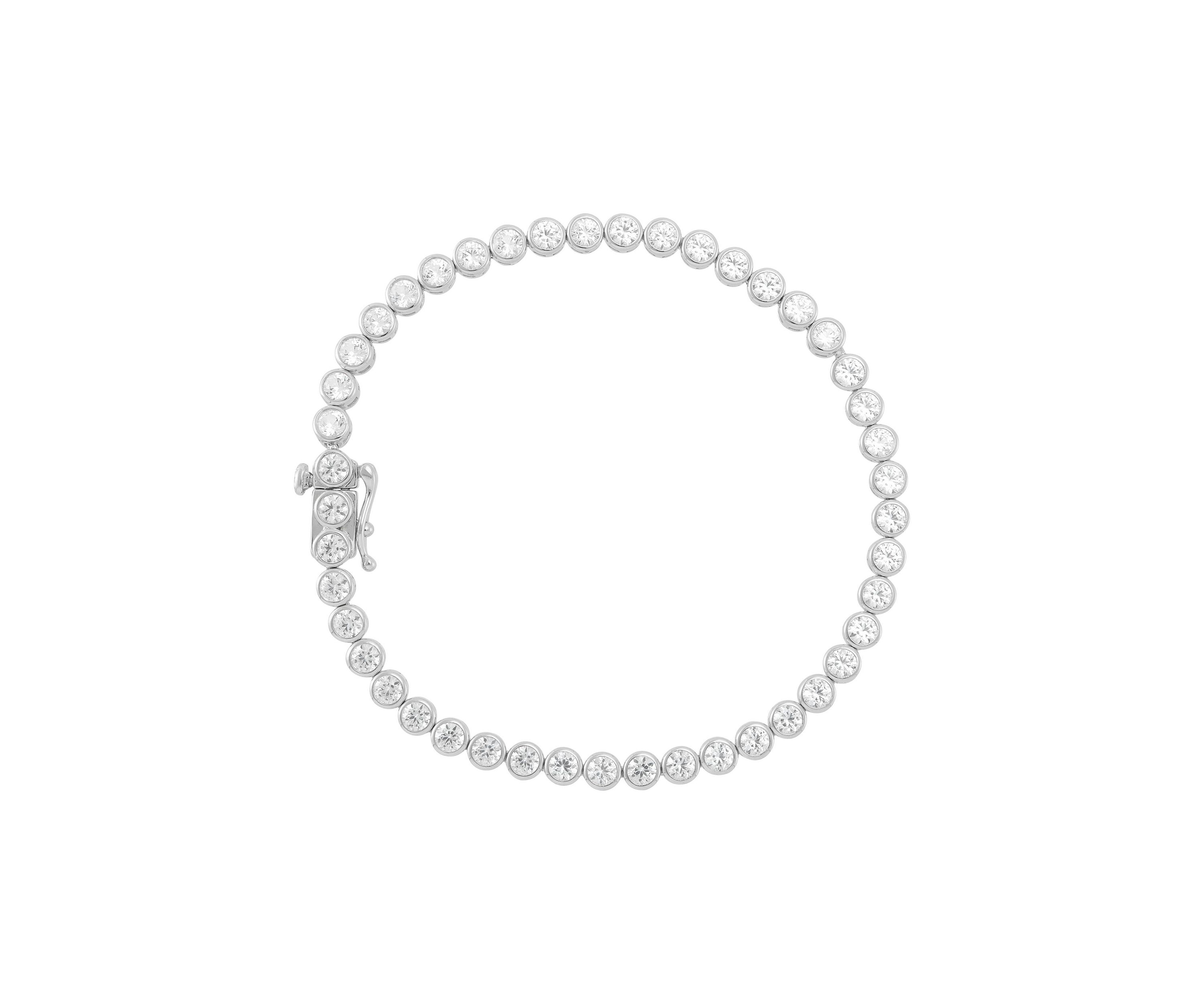 Lab Grown White Sapphire Tennis Bracelet in Sterling Silver