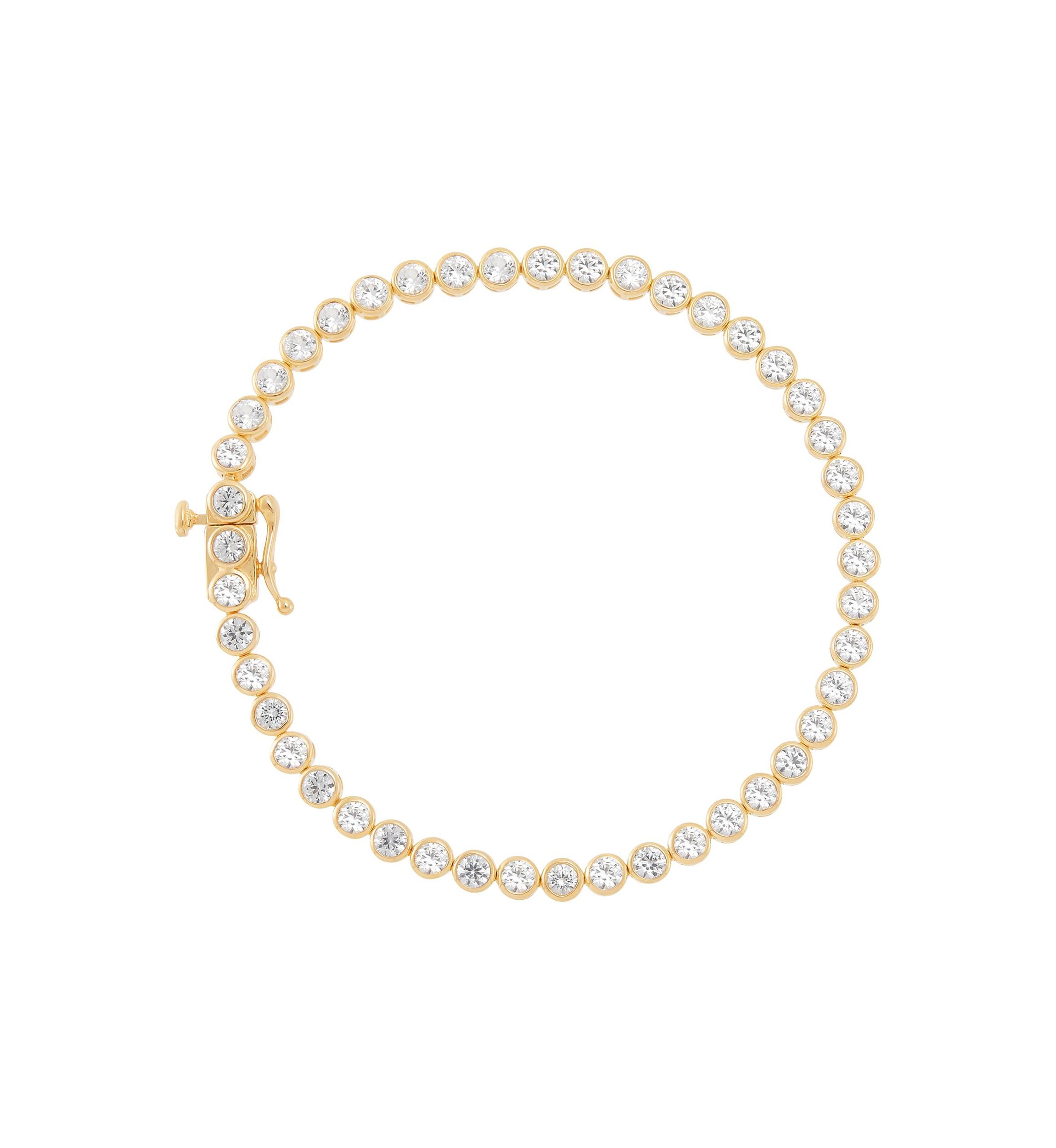 Lab Grown White Sapphire Tennis Bracelet in Gold Over Sterling Silver